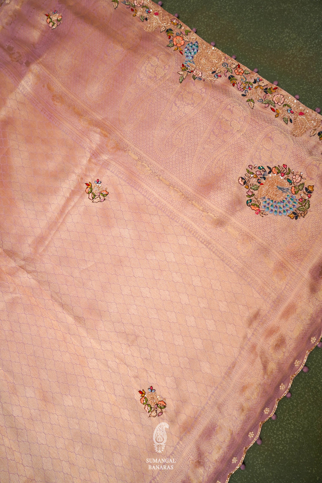 Designer Lavender Katan Soft Silk Saree