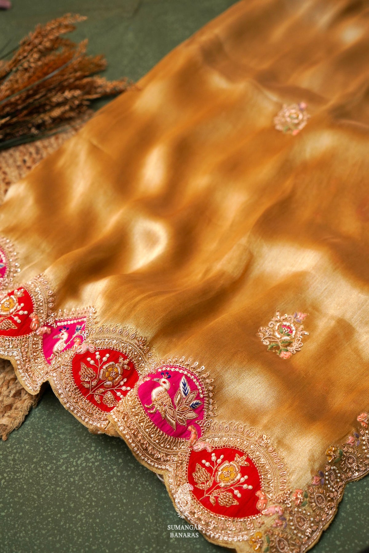 Designer Golden Tissue Silk   Saree