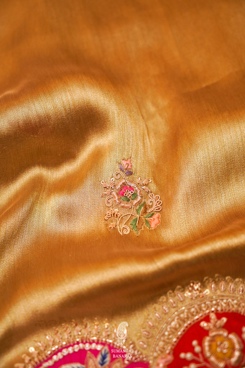 Designer Golden Tissue Silk   Saree