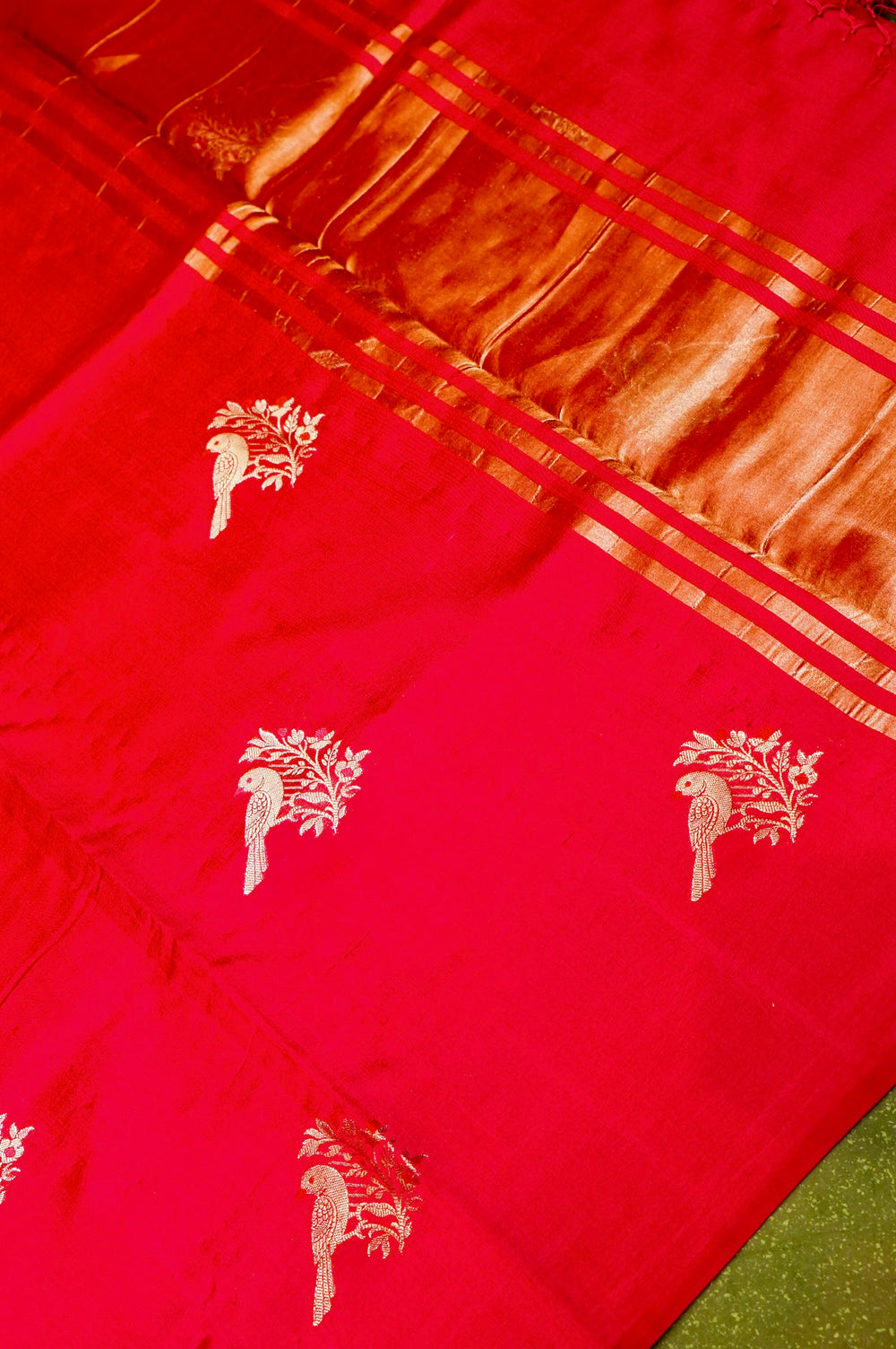 Handwoven Pink Banarasi Katan Soft Silk Saree