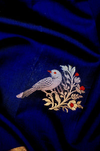 Handwoven Dark Blue Banarasi Katan Soft Silk Saree