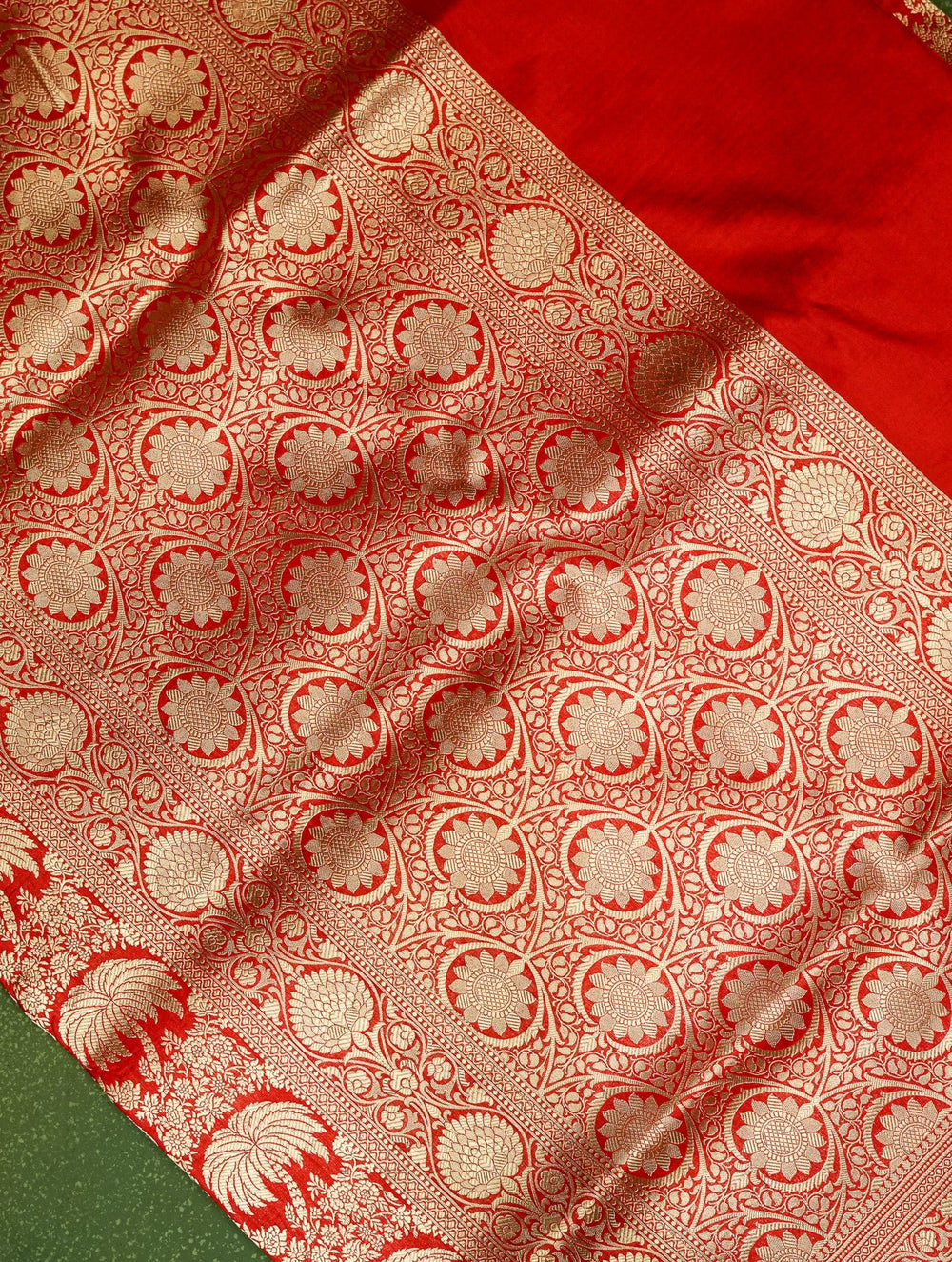 Handwoven Red Banarasi Katan Silk Saree