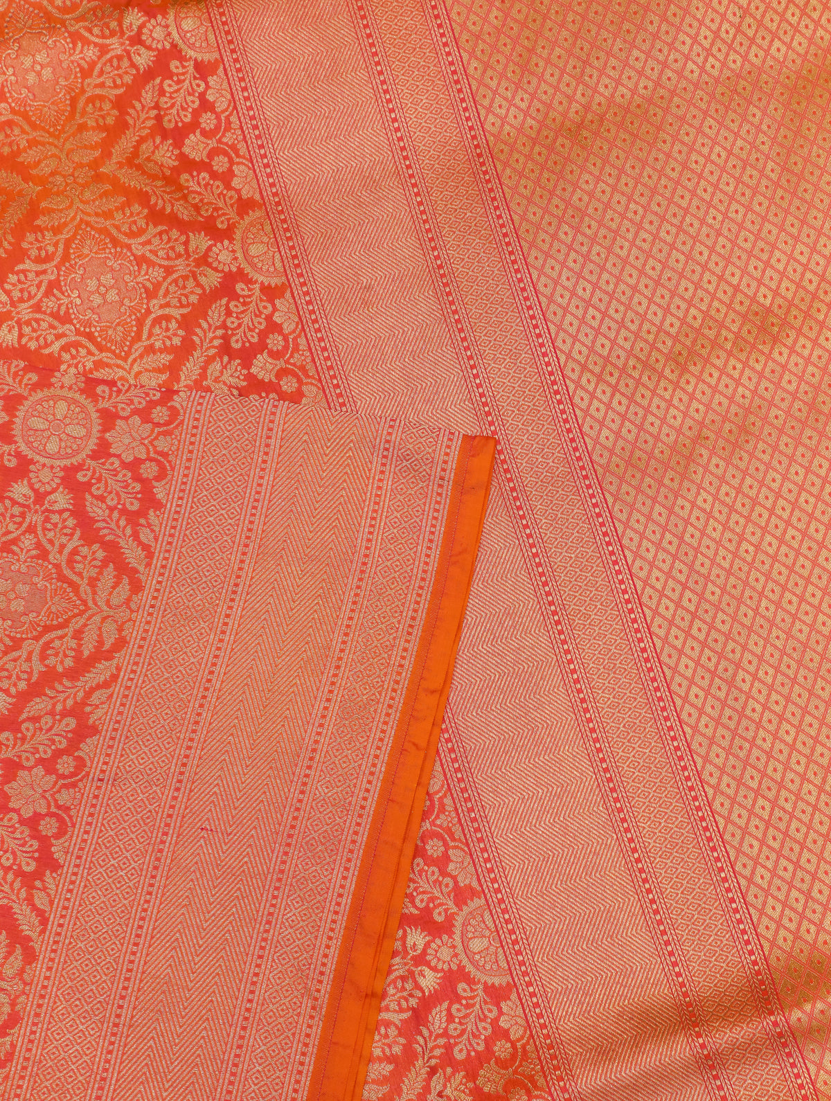 Handwoven Orange  Banarasi Katan Silk Saree