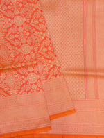 Handwoven Orange  Banarasi Katan Silk Saree