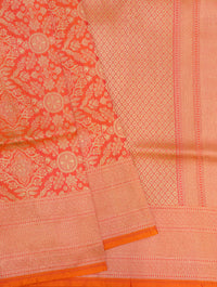 Handwoven Orange  Banarasi Katan Silk Saree