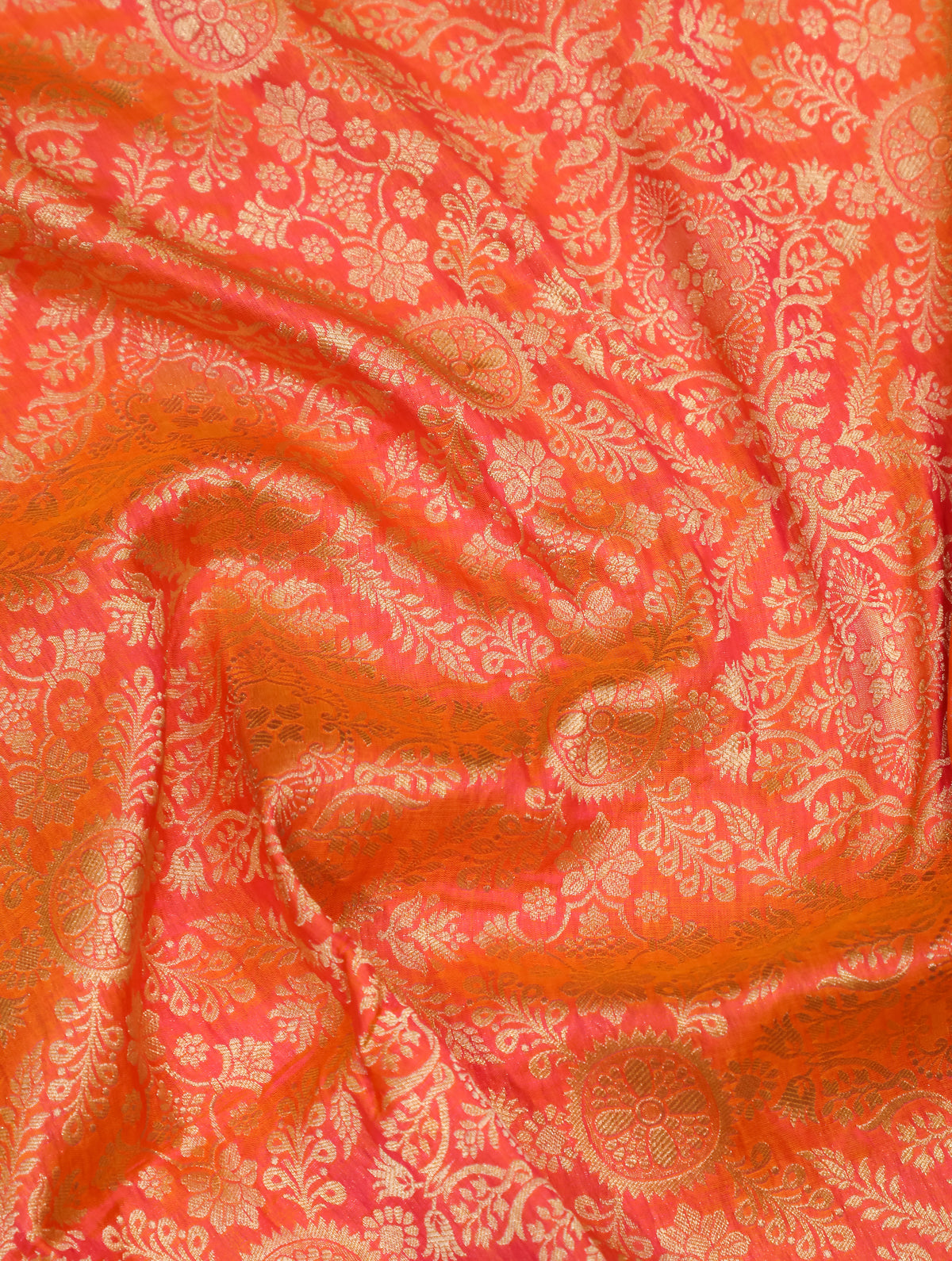 Handwoven Orange  Banarasi Katan Silk Saree