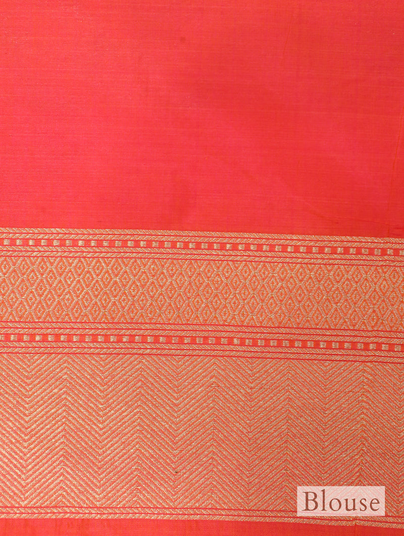 Handwoven Orange  Banarasi Katan Silk Saree