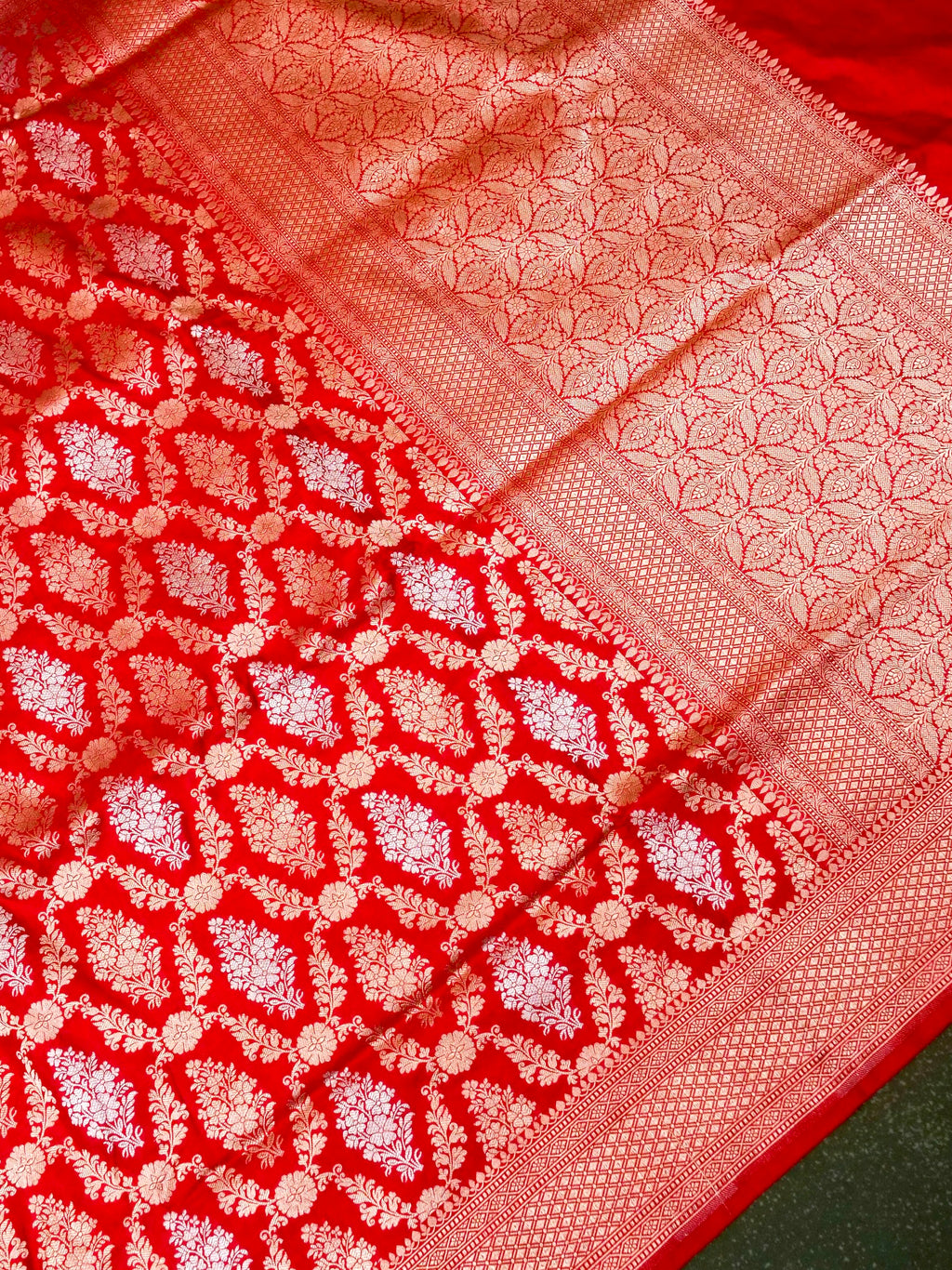 Handwoven Red Banarasi Katan Silk Saree