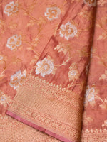 Handwoven Peach Banarasi Tissue Katan Silk Saree