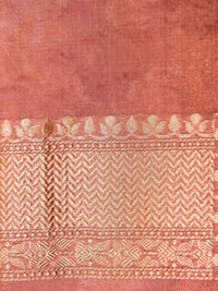 Handwoven Peach Banarasi Tissue Katan Silk Saree