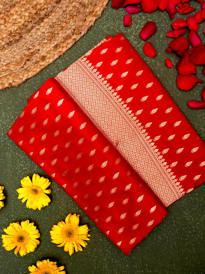 Handwoven Red Banarasi Katan Silk Saree