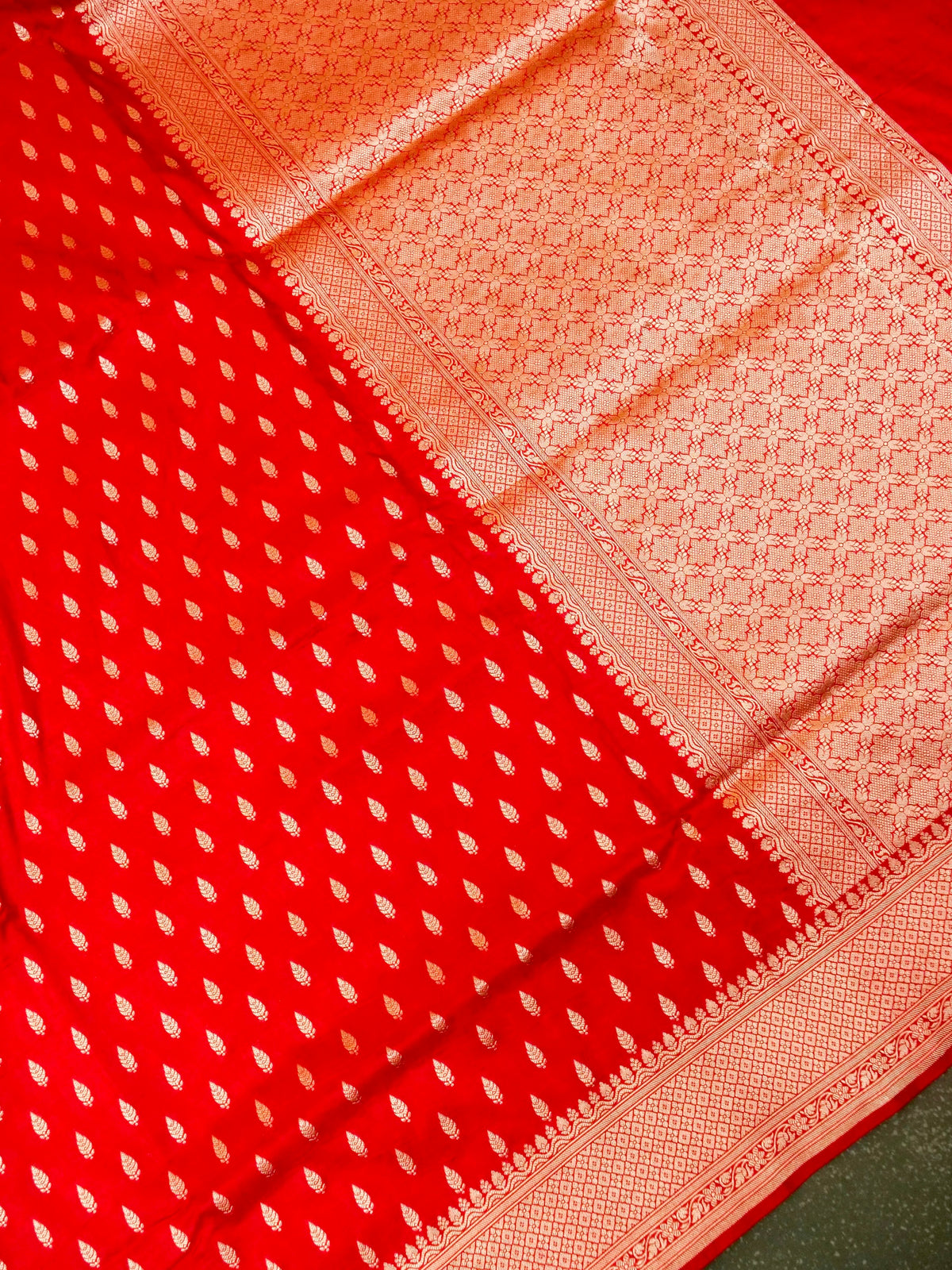 Handwoven Red Banarasi Katan Silk Saree