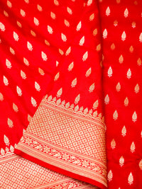 Handwoven Red Banarasi Katan Silk Saree