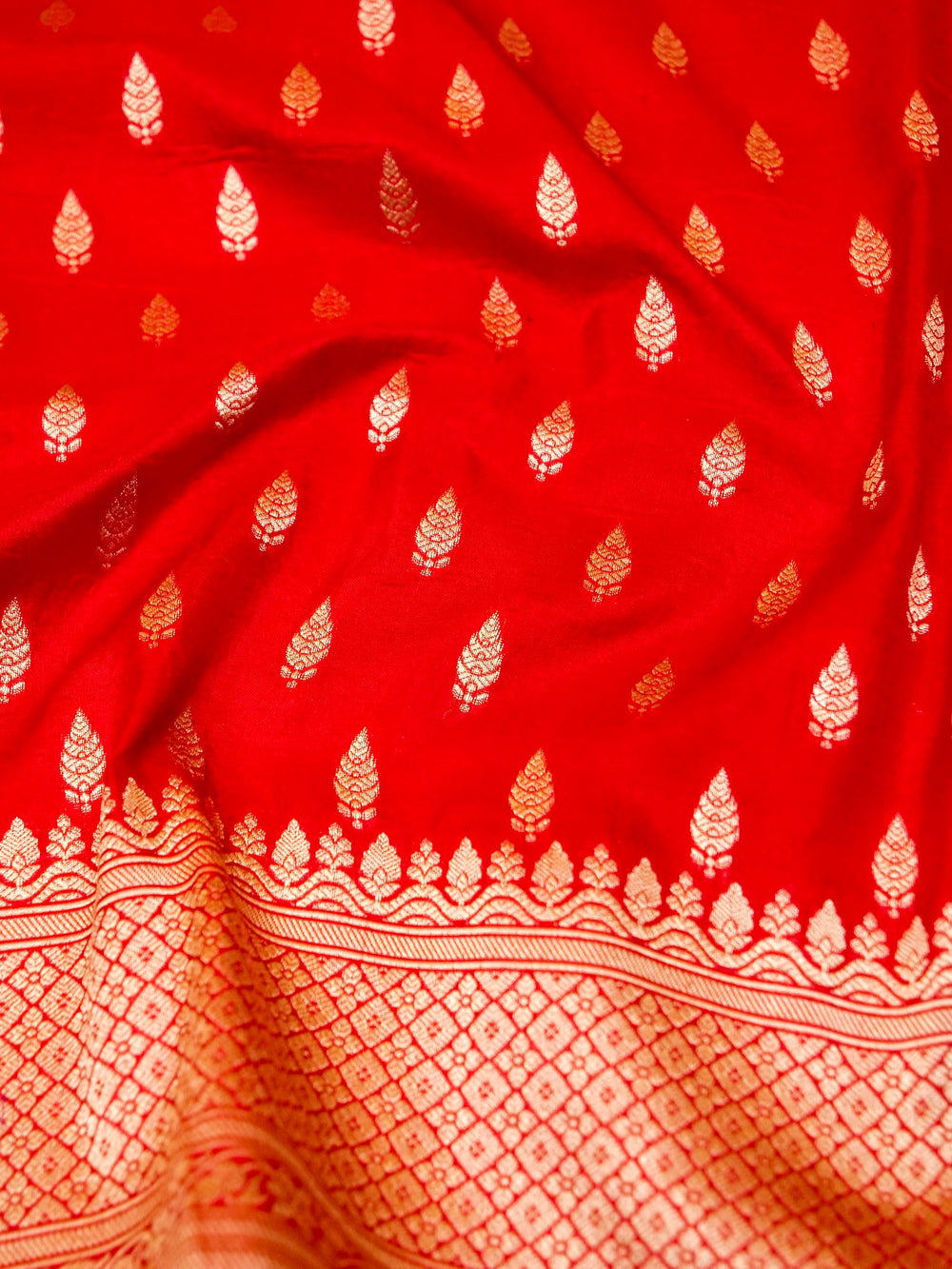 Handwoven Red Banarasi Katan Silk Saree