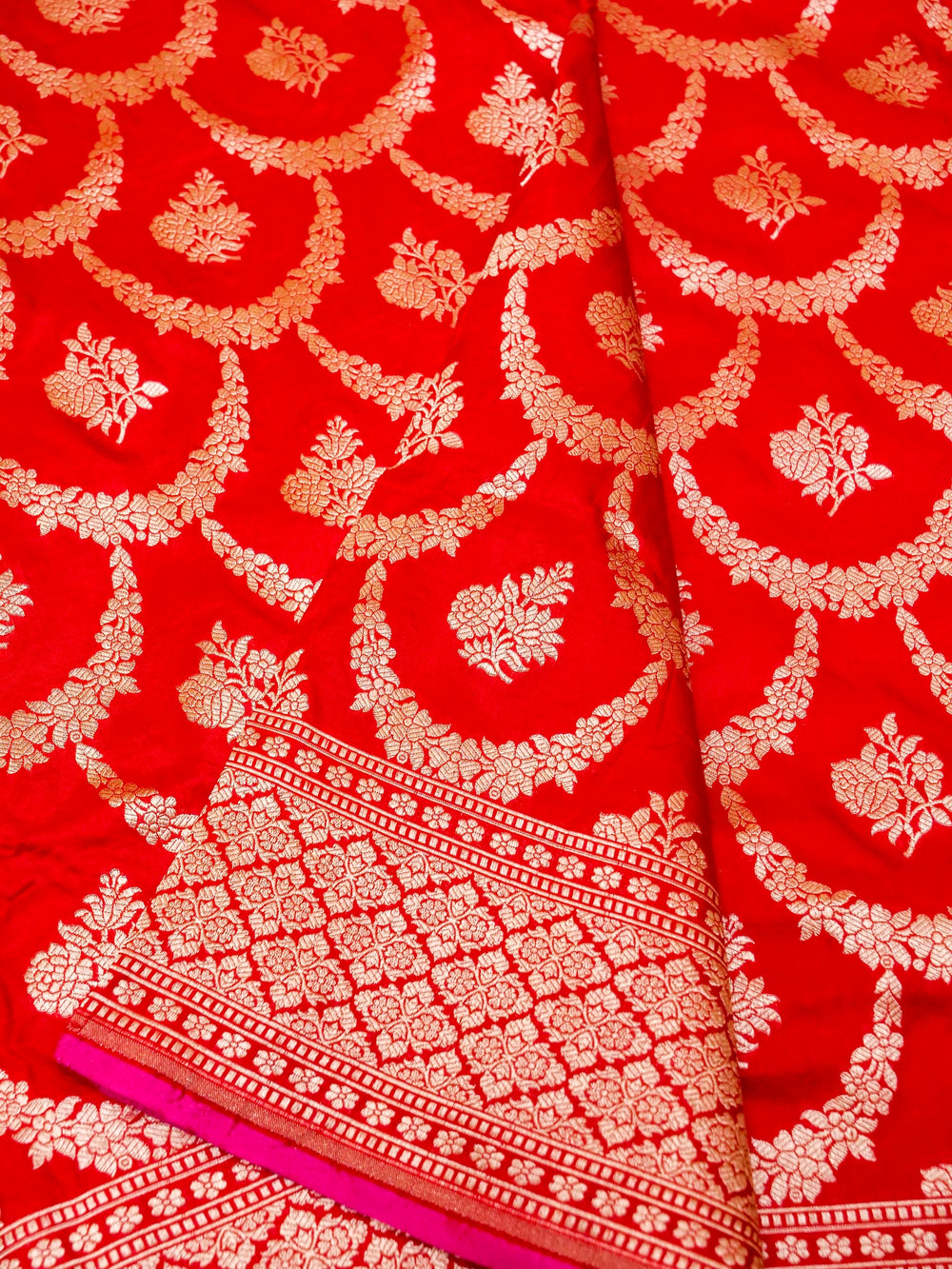 Handwoven Red Banarasi Katan Silk Saree