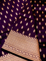 Handwoven Dark Purple Banarasi Katan Silk Saree