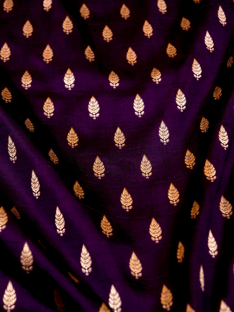 Handwoven Dark Purple Banarasi Katan Silk Saree