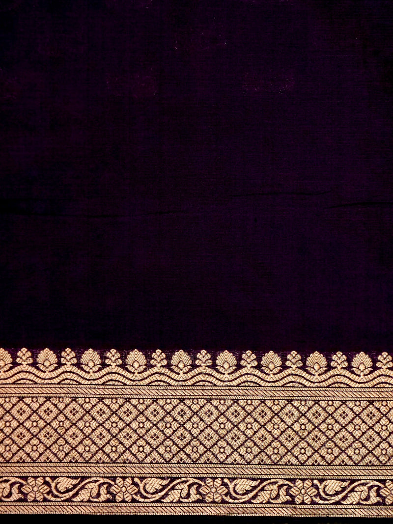 Handwoven Dark Purple Banarasi Katan Silk Saree