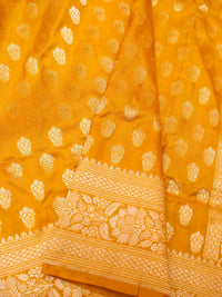 Handwoven Mustard Yellow Banarasi Katan Silk Saree