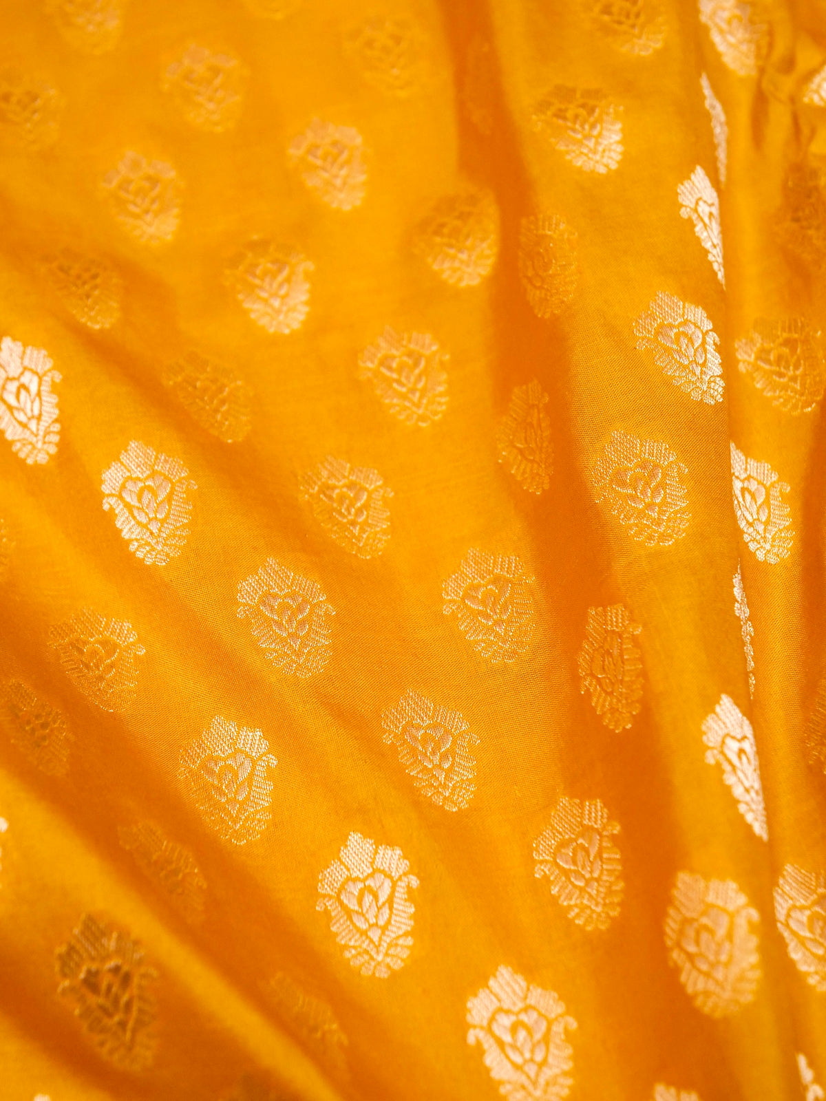 Handwoven Mustard Yellow Banarasi Katan Silk Saree