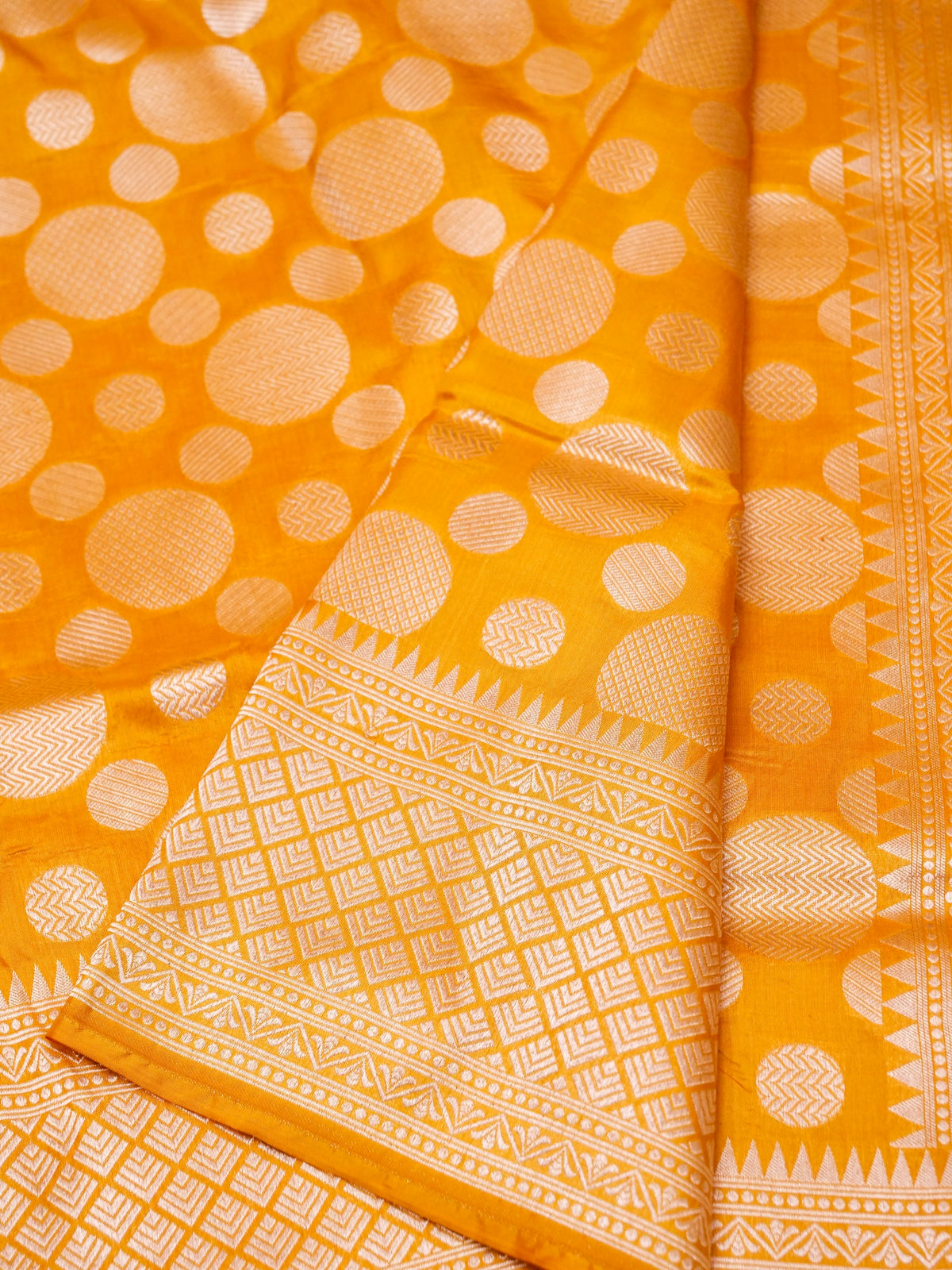 Handwoven Mustard Yellow Banarasi Katan Silk Saree