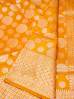 Handwoven Mustard Yellow Banarasi Katan Silk Saree