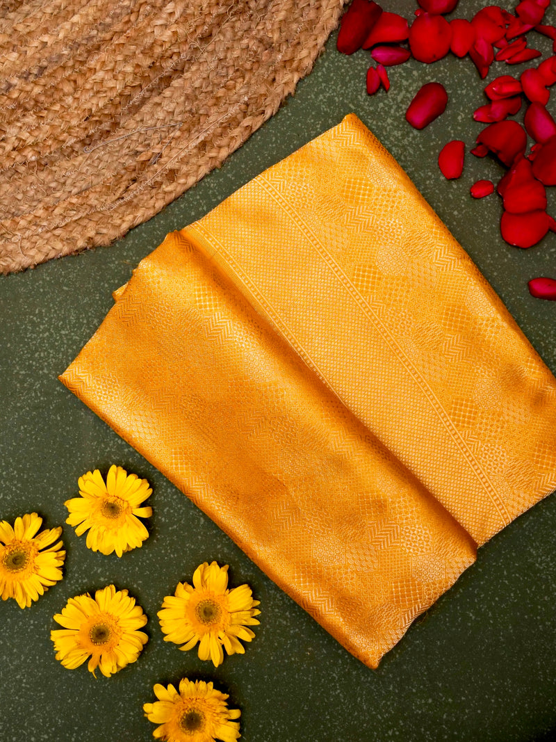 Handwoven Yellow Banarasi Katan Silk Saree