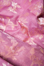 Handwoven Pink Banarasi Kora Cotton Silk Saree