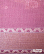 Handwoven Pink Banarasi Kora Cotton Silk Saree