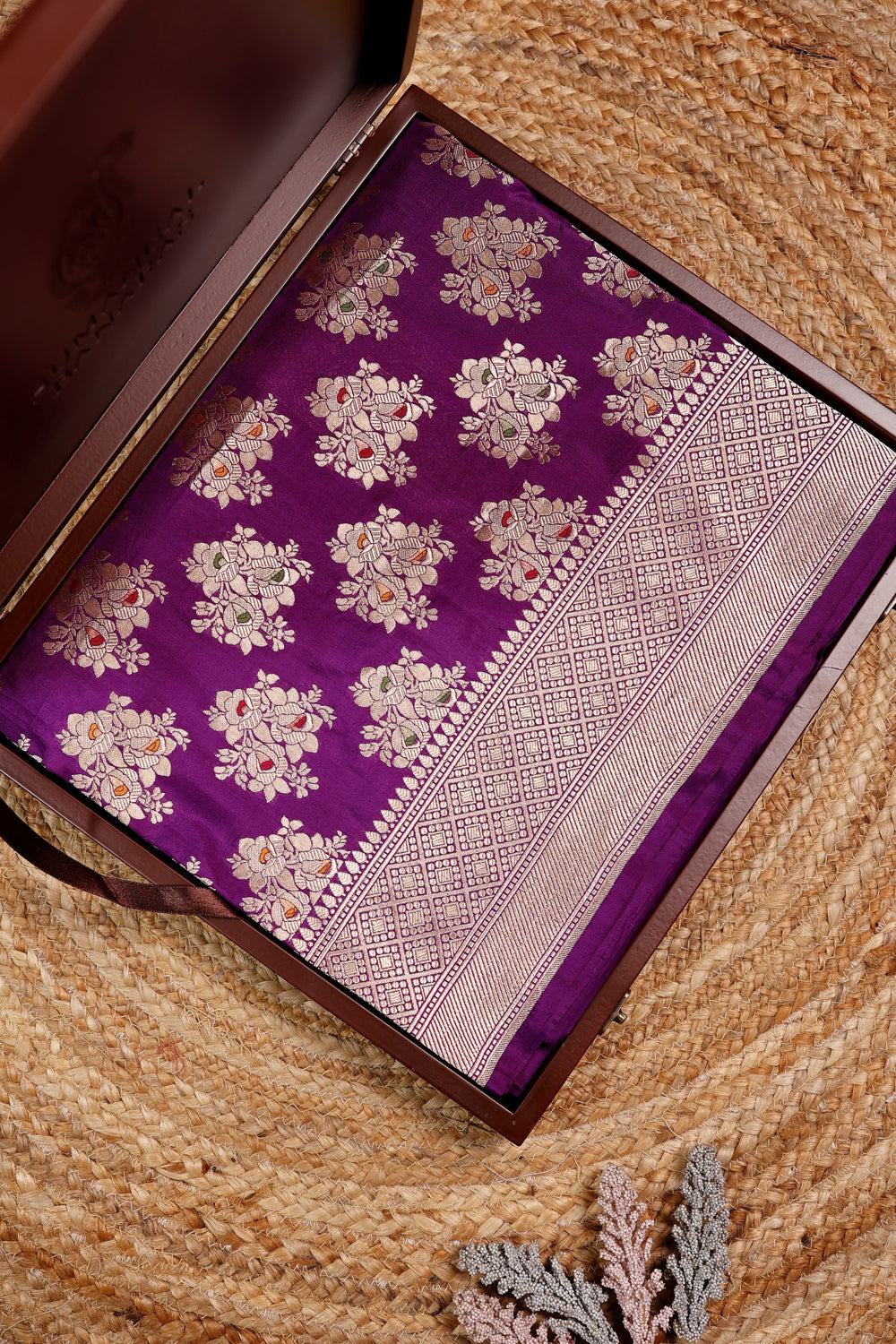 Handwoven Purple Banarasi Katan Silk Saree