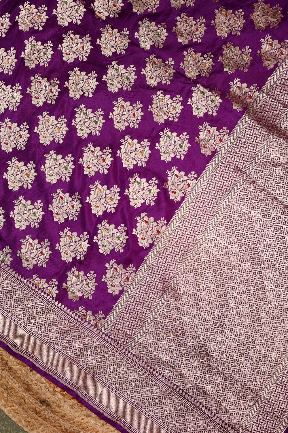 Handwoven Purple Banarasi Katan Silk Saree