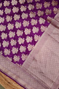 Handwoven Purple Banarasi Katan Silk Saree
