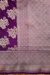 Handwoven Purple Banarasi Katan Silk Saree