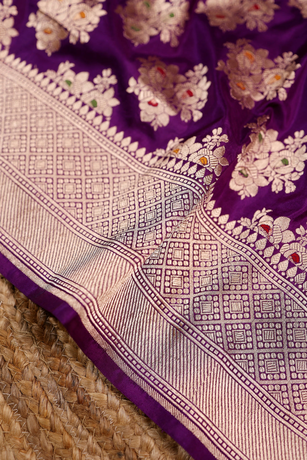 Handwoven Purple Banarasi Katan Silk Saree
