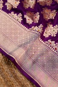 Handwoven Purple Banarasi Katan Silk Saree