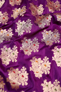 Handwoven Purple Banarasi Katan Silk Saree