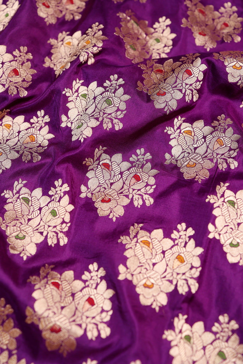 Handwoven Purple Banarasi Katan Silk Saree