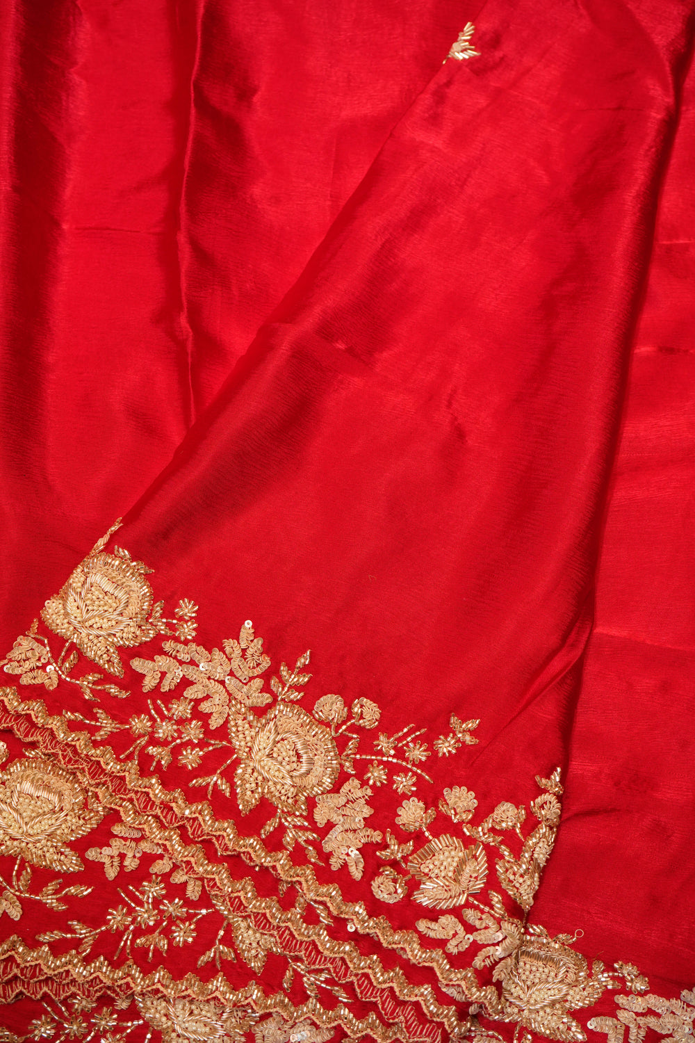 Designer Red Crepe Silk Saree