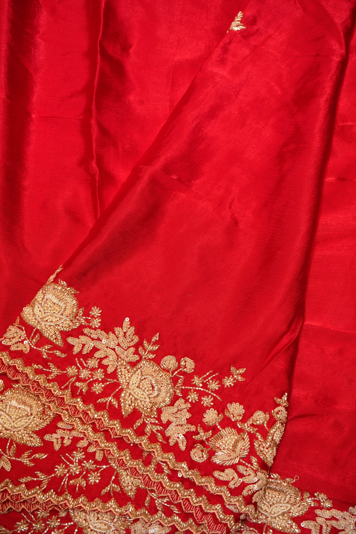 Designer Red Crepe Silk Saree