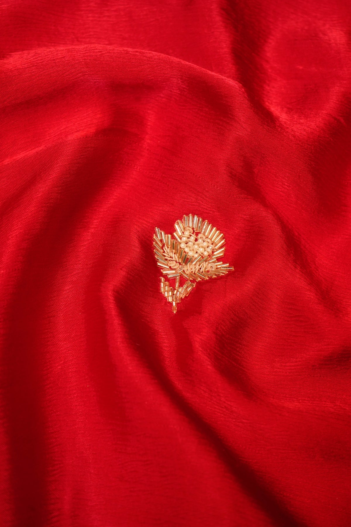 Designer Red Crepe Silk Saree