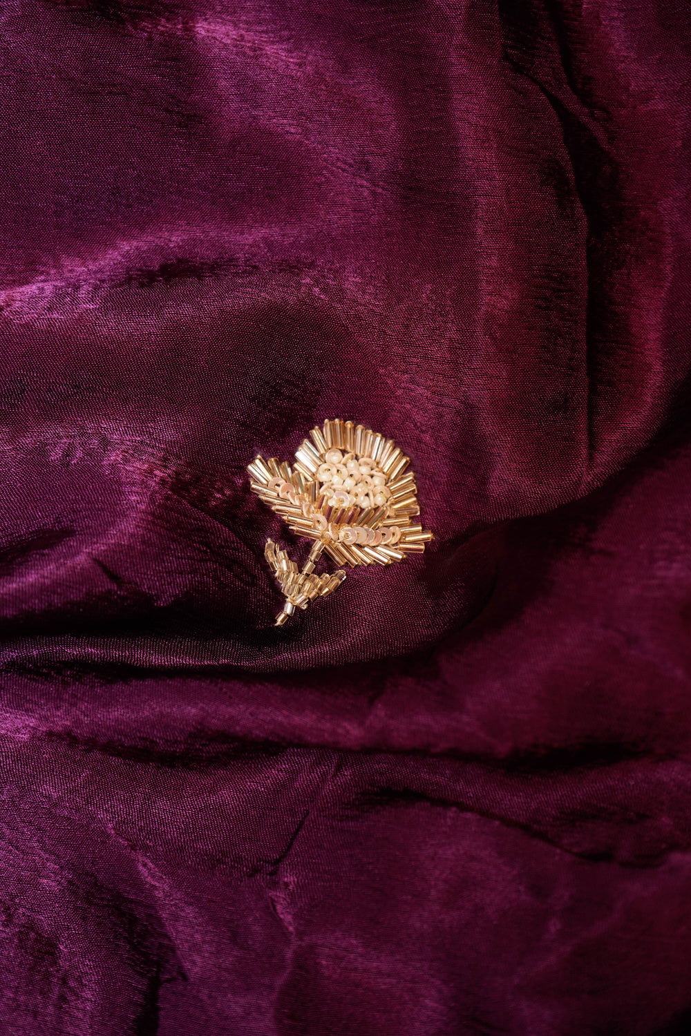 Designer Wine Crepe Silk Saree