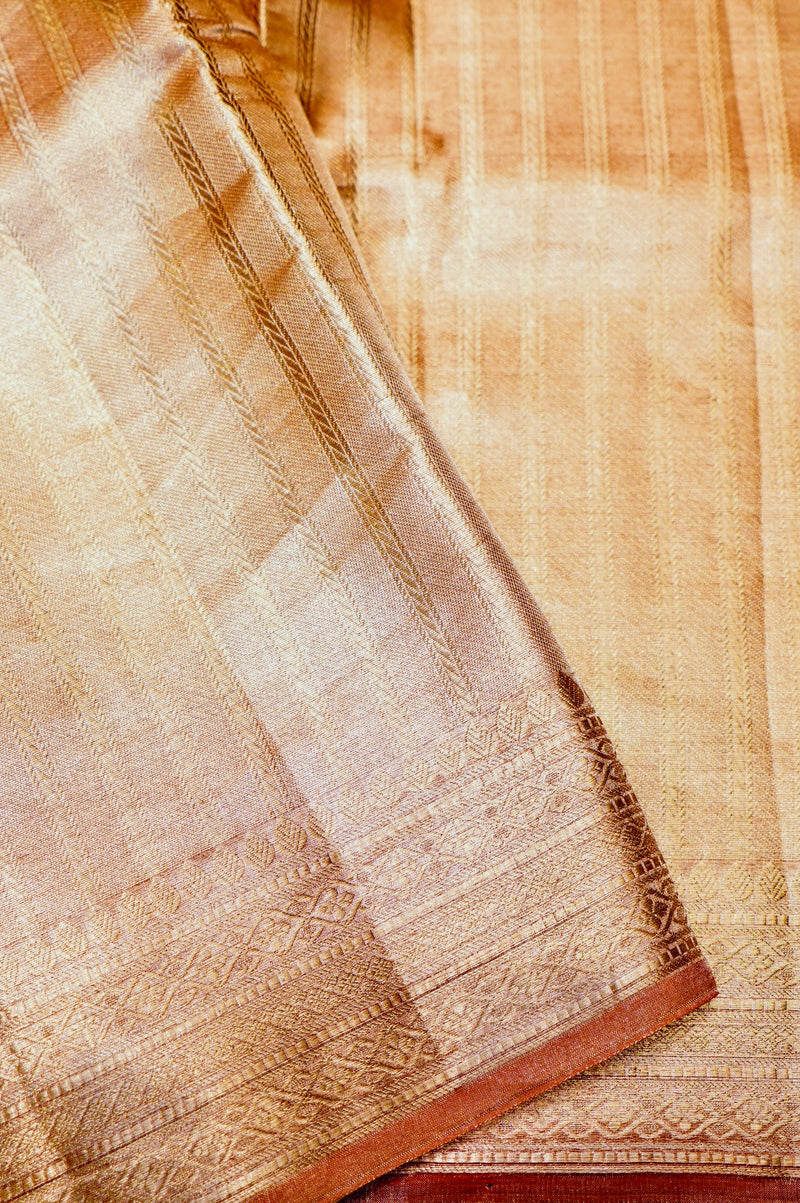Handwoven Golden Banarasi Tissue Silk Saree