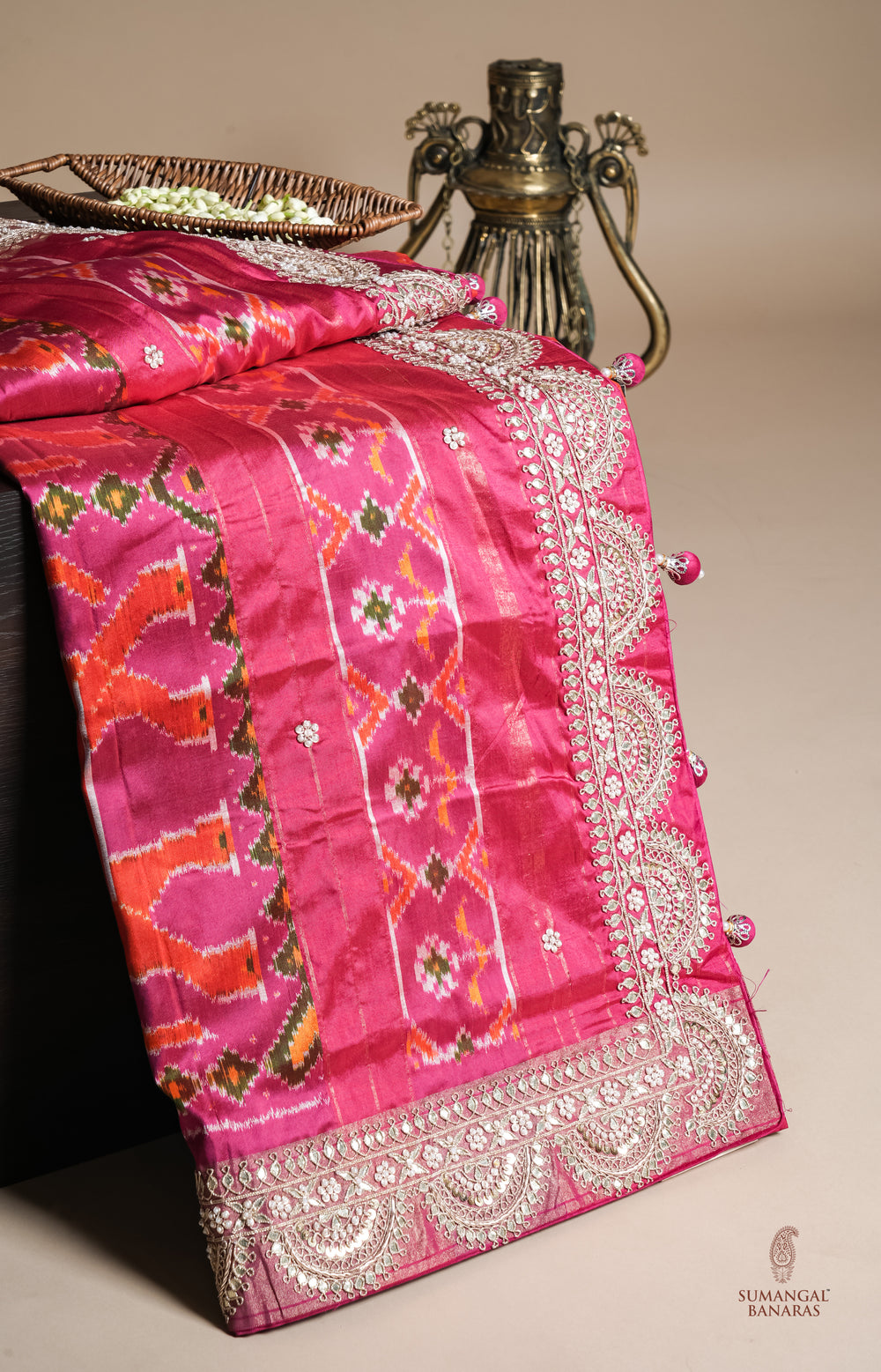 Handwoven Pink Banarasi Patola Katan Silk Saree