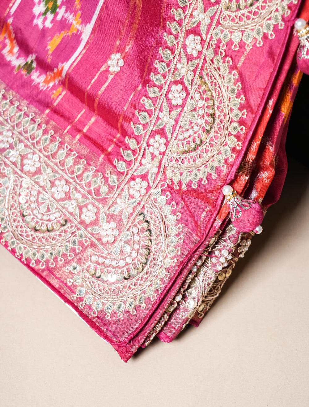 Handwoven Pink Banarasi Patola Katan Silk Saree