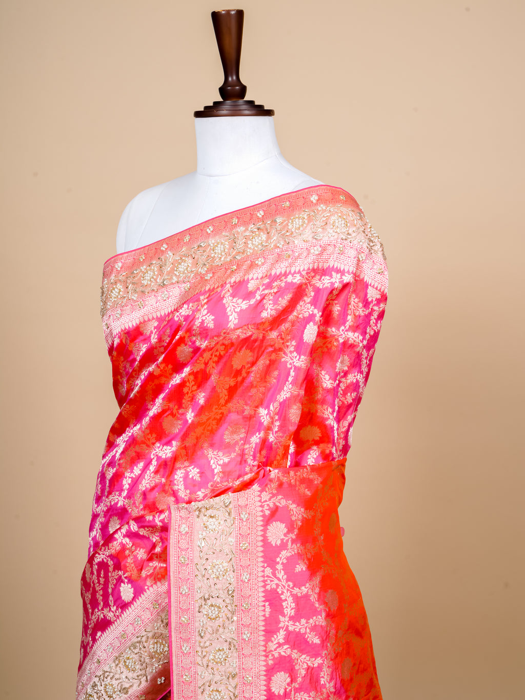 Handwoven Pink Banarasi Katan Silk Saree