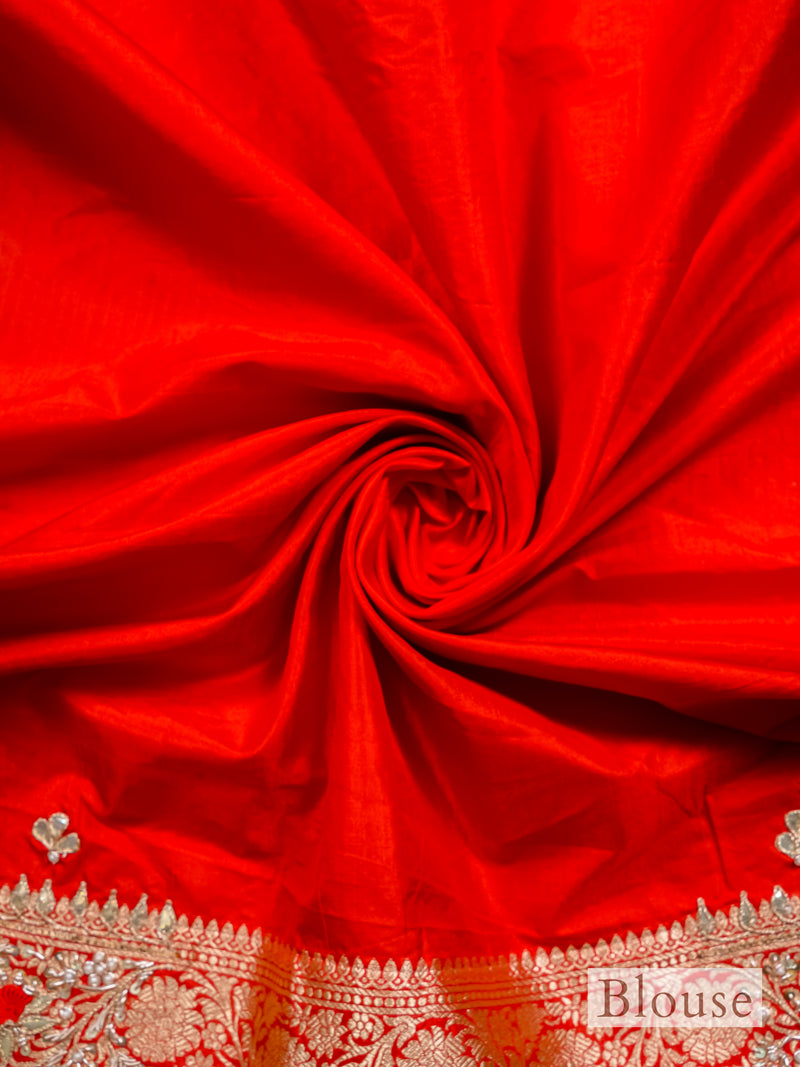 Handwoven Red Banarasi Katan Silk Saree