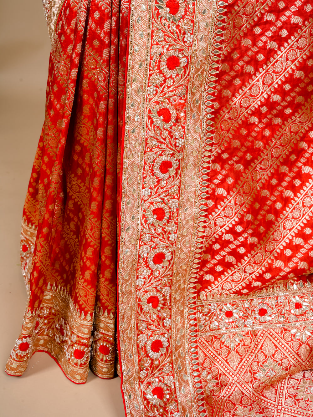 Handwoven Red Banarasi Katan Silk Saree