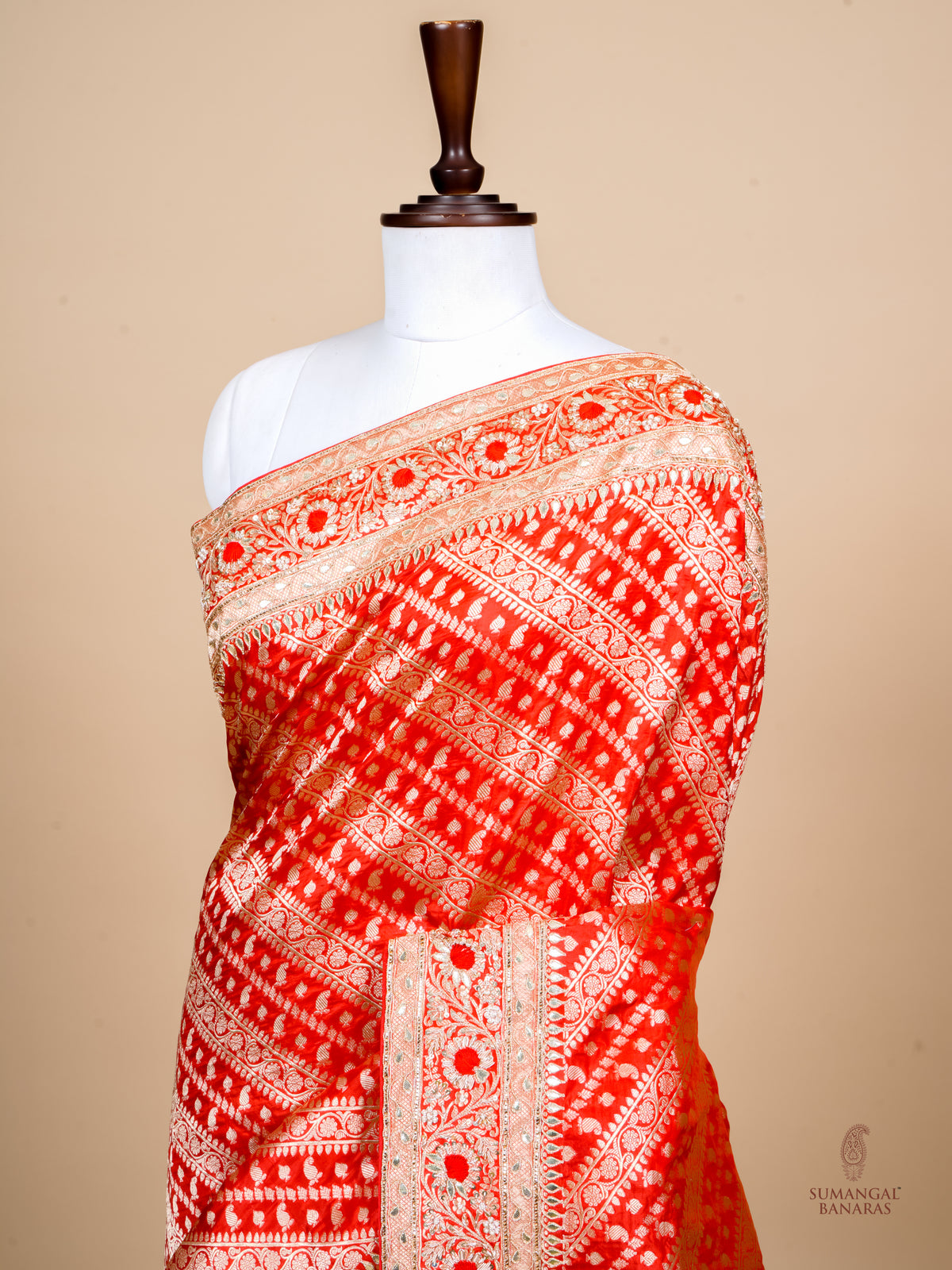 Handwoven Red Banarasi Katan Silk Saree