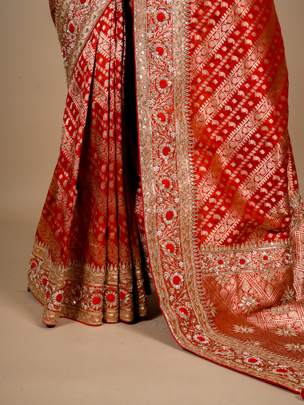 Handwoven Red Banarasi Katan Silk Saree