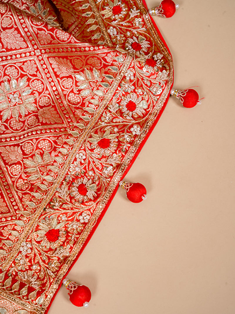 Handwoven Red Banarasi Katan Silk Saree